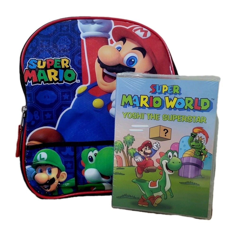 Nintendo Super Mario Kids Mini 11" Backpack  W/DVD Movie Yoshi The Superstar